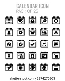 25 Calendars icons Pack vector illustration.