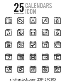 25 Calendars icons Pack vector illustration.