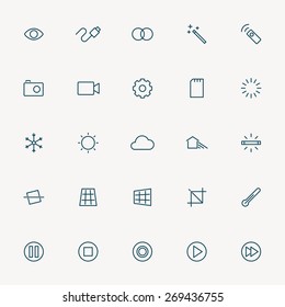 25 camera minimal line icons