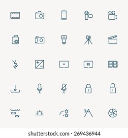 25 camera minimal line icons