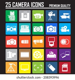25 camera and Video Metro  icons set ,Illustration eps 10