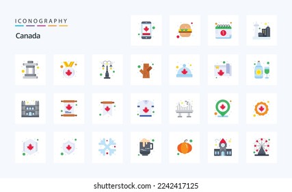 25 Canada Flat color icon pack