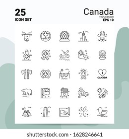 25 Canada Icon Set. 100% Editable EPS 10 Files. Business Logo Concept Ideas Line Icon Design