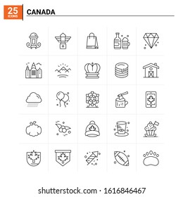 25 Canada icon set. vector background