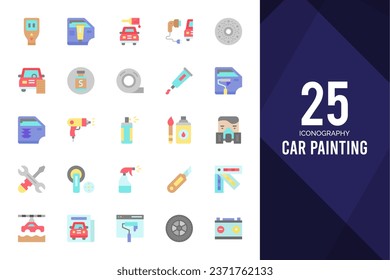 25 Car Painting Flat icons pack. vector illustration.