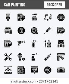 25 Car Painting Glyph icons pack. vector illustration.