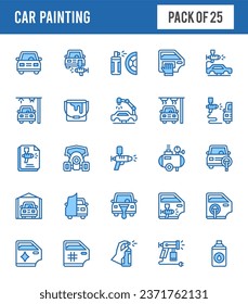 25 Car Painting Two Color icons pack. vector illustration.