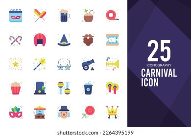 25 Carnival Flat icon pack. vector illustration.