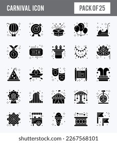 25 Carnival Glyph icon pack. vector illustration.