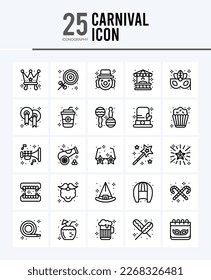 25 Carnival Outline icons Pack vector illustration.