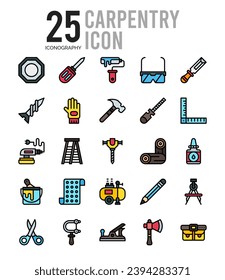 25 Carpentry. icons Pack. vector illustration.