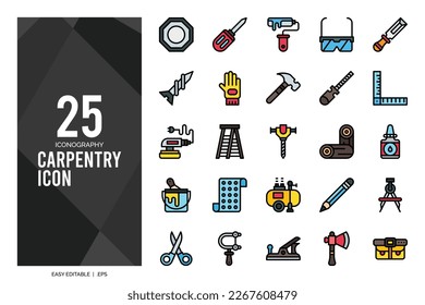 25 Carpentry Lineal Color icon pack. vector illustration.