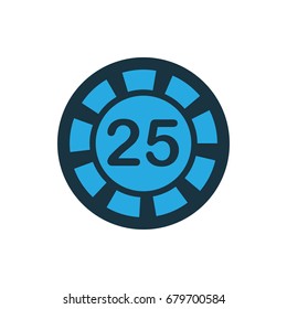25 casino chip icon illustration isolated vector sign symbol