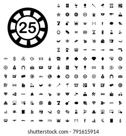 25 casino chip icon illustration isolated vector sign symbol. editable casino icons vector set.