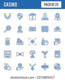 25 Casino Lineal Color icons pack. vector illustration.