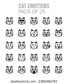 25 Cat Emotions icons Pack vector illustration.