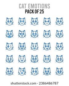 25 Cat Emotions icons Pack vector illustration.