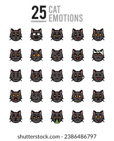 25 Cat Emotions icons Pack vector illustration.
