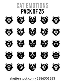 25 Cat Emotions icons Pack vector illustration.