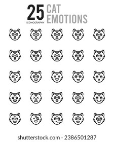 25 Cat Emotions icons Pack vector illustration.
