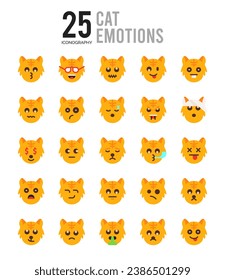 25 Cat Emotions icons Pack vector illustration.