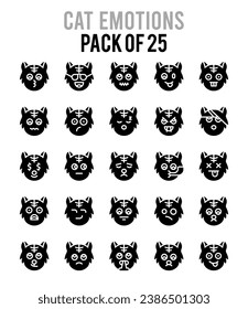 25 Cat Emotions icons Pack vector illustration.