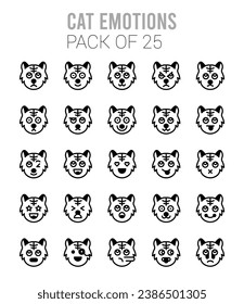 25 Cat Emotions icons Pack vector illustration.