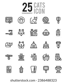 25 Cats. icons Pack. vector illustration.