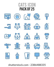 25 Cats. icons Pack. vector illustration.