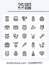 25 Cats Outline icons Pack vector illustration.