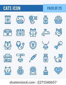 25 Cats. Two Color icons Pack. vector illustration.