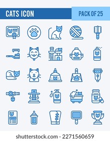25 Cats. Two Color icons Pack. vector illustration.