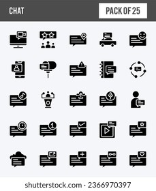 25 Chat Glyph icons pack. vector illustration.