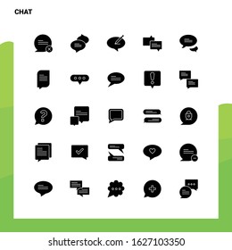 25 Chat Icon set. Solid Glyph Icon Vector Illustration Template For Web and Mobile. Ideas for business company.