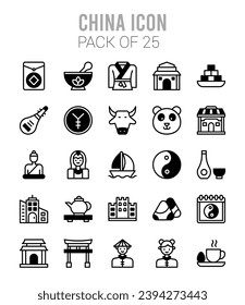 25 China. icons Pack. vector illustration.