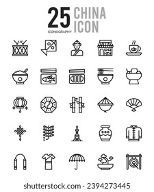 25 China. icons Pack. vector illustration.