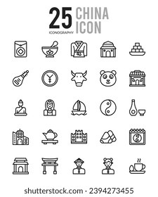 25 China. icons Pack. vector illustration.