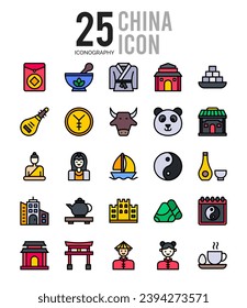 25 China. icons Pack. vector illustration.
