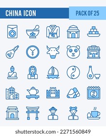 25 China. Two Color icons Pack. vector illustration.