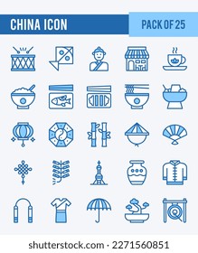 25 China. Two Color icons Pack. vector illustration.