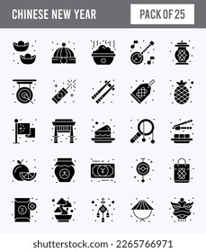 25 Chinese New Year  Glyph icon pack. vector illustration.