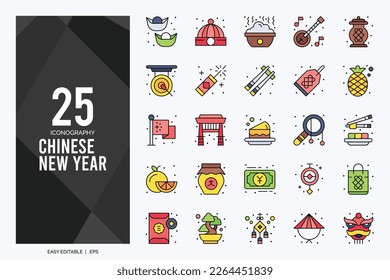 25 Chinese New Year  Lineal Color icon pack. vector illustration.