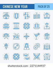 25 Chinese New Year . Two Color icons Pack. vector illustration.