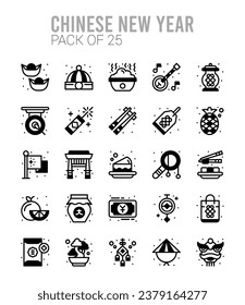 25 Chinese New Year . Two Color icons Pack. vector illustration.