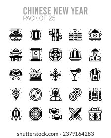 25 Chinese New Year . Two Color icons Pack. vector illustration.