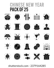 25 Año Nuevo Chino . Paquete de dos iconos de color. ilustración vectorial.
