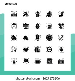 25 Christmas Icon set. Solid Glyph Icon Vector Illustration Template For Web and Mobile. Ideas for business company.