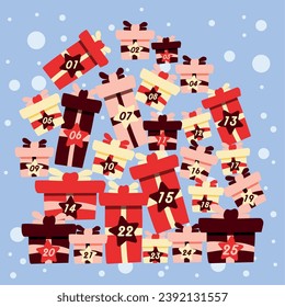 25 christmas presents christmas advent calendar Vector illustration