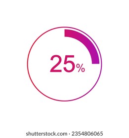 25% circle diagrams Infographics vector, 25 Percentage diagrams, pie chart for Your documents, reports.