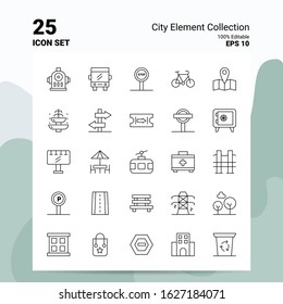 25 City Element Collection Icon Set. 100% Editable EPS 10 Files. Business Logo Concept Ideas Line icon design